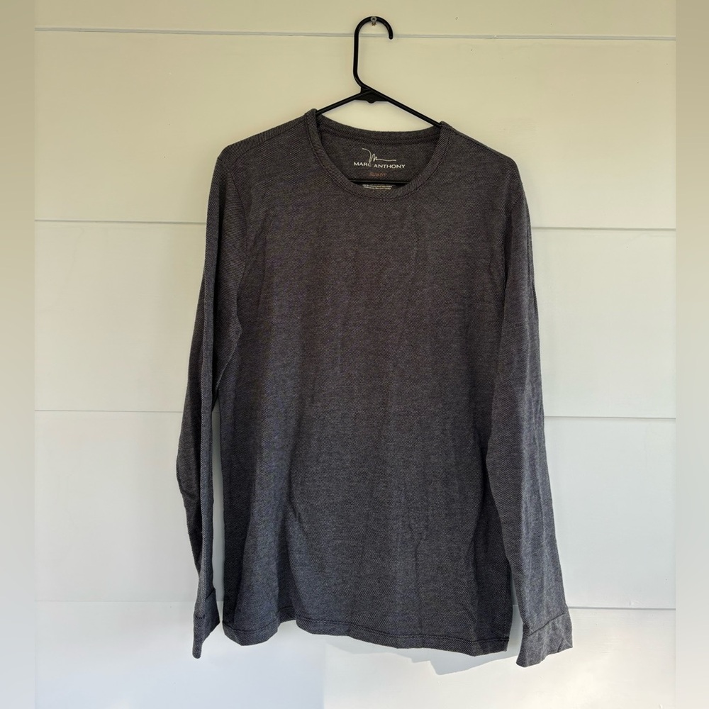 Marc Anthony Men’s Medium Slim Fit Heathered Dark Gray Long Sleeve T Shirt